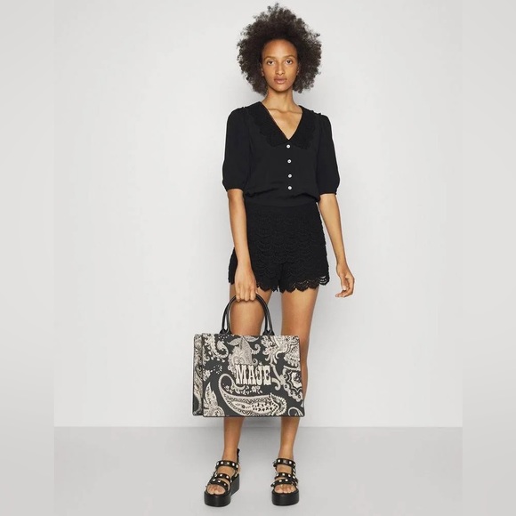Maje Black Jumpsuit with Button Detail